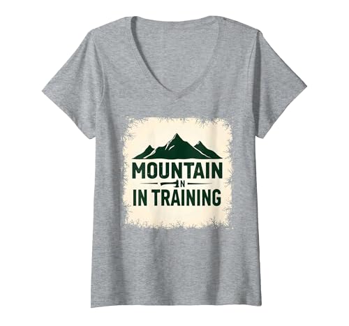 Mountain Man in Training Dude, Slogan für Outdoor-Abenteuer T-Shirt mit V-Ausschnitt, Damen, Grau Meliert, L von Generic