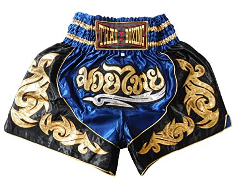 Muay Thai Hose Short Boxing Thailand Shorts Kickboxen MMA Boxen Sport Training Gym (as3, Alpha, m, Regular, Regular, Dunkelblau) von Generic
