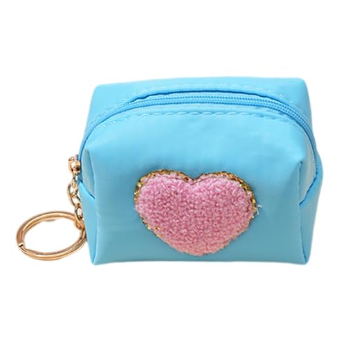 Münzgeldbörse für Frauen – bestickte Münzbörse | Mehrzweck-Schlüsselanhänger, Münztasche, niedlich, wasserdicht, für Mädchen, Damen, Blaues und pinkes Herz, Refer to description, Unisex von Generic