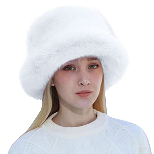 Mütze Damen, Damen Fellmütze Pelzmütze Warm Winter Weich Kunstpelz Mütze Faux Solide Plüschmütze Kunstfell Wintermütze Fellmütze Kunst Pelz Beanie Mütze für Reise Skifahren Radfahren von Generic