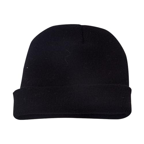 Mütze Herren Winter Warm Winddicht Unisex Strickmütze und Winter Paar einfache Pullovermütze Cap Junge (Black, One Size) von Generic