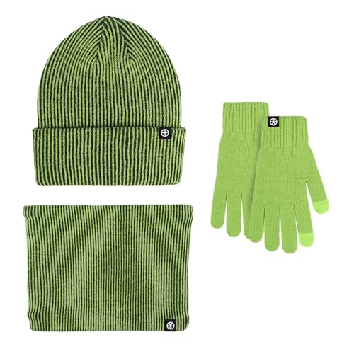 Mütze Schal Handschuhe Set Herren Wintermütze Strickmütze Loop Schal Damen Winter Herren-Schals Schlafmützen Herren Beanie Grün von Generic