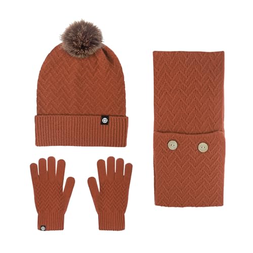 Mütze Und Schal Set Herren Herren Wintermütze Strickmützen Loop Schal Damen Schwarz Herren-Schals Herren Mützen Beanie Damen Winter Braun von Generic