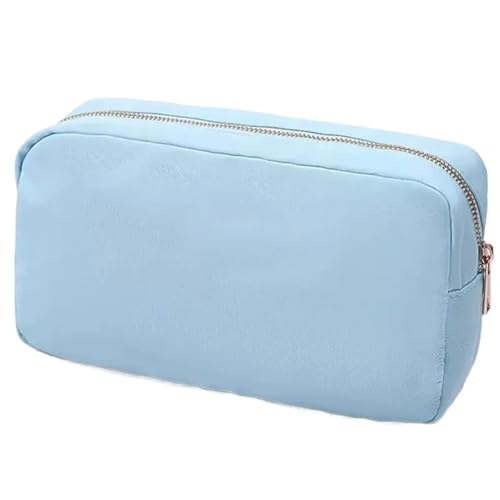 Multi Farben Nylon Große Kosmetiktasche Reißverschluss Toilettenartikel Organizer Tasche for Frauen(Light Blue,S) von Generic