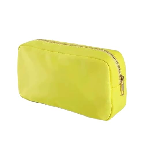 Multi Farben Nylon Große Kosmetiktasche Reißverschluss Toilettenartikel Organizer Tasche for Frauen(Yellow,S) von Generic