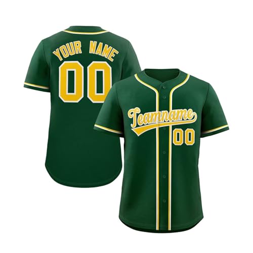 Multi-Style Personalisierte Baseball Kostüm für Männer Frauen Jugendliche und Kinder Individuelles Baseball Trikot Button Down Sportuniform Gestaltbar Baseball Shirt mit Teamname Name und Nummer E12 von Generic