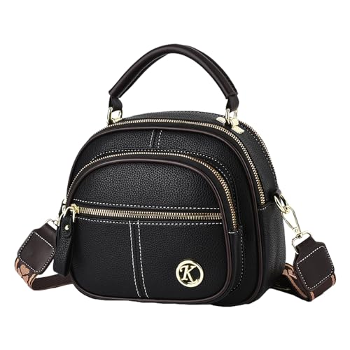Multifunktionale Umhängetasche aus Leder Einfache Umhängetasche aus Leder - Moderne Umhängetasche für Mädchen - Hobo-Taschen mit verstellbarem Schultergurt für Reisen, Dating, Schwarz , von Generic
