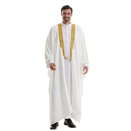 Muslim Kaftan Herren - Herren Langarm Muslim Kaftan Halbarm Dubai Robe Mittlerer Osten Saudi-Arabische Roben Herren Sommer Kaftan Mit Taschen Mittlerer Osten Ethnisch Kandoura Dubai Thobe von Generic
