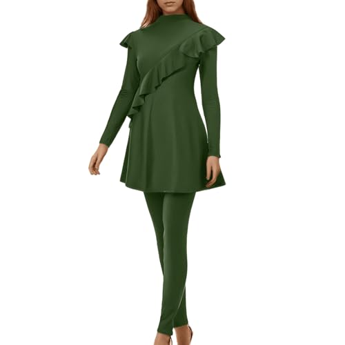 Muslimische Badeanzug 3-Teilig mit Hijab und Hoher Taillen Hose Islamischer Schwimmanzug Bademode Muslim Ganzkörper Badeanzüge Sport Swimwear Burkini Damen Set von Generic