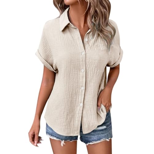 Musselin Bluse Damen,Leinenbluse Damen,Sommer Button-Down Leinenhemd Oberteile Oversized V Ausschnitt Leinenbluse Bluse Große Größen Leinen Kleidung Musselin Hemd Solide Top Musselin Bluse Damen,Leinenbluse Damen,Sommer Button-Down Leinenhemd Oberteile Oversized V Ausschnitt Leinenbluse Bluse Große Größen Leinen Kleidung Musselin Hemd Solide Top von Generic