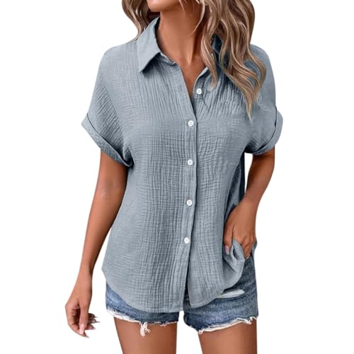 Musselin Bluse Damen,Leinenbluse Damen,Sommer Button-Down Leinenhemd Oberteile Oversized V Ausschnitt Leinenbluse Bluse Große Größen Leinen Kleidung Musselin Hemd Solide Top Musselin Bluse Damen,Leinenbluse Damen,Sommer Button-Down Leinenhemd Oberteile Oversized V Ausschnitt Leinenbluse Bluse Große Größen Leinen Kleidung Musselin Hemd Solide Top von Generic