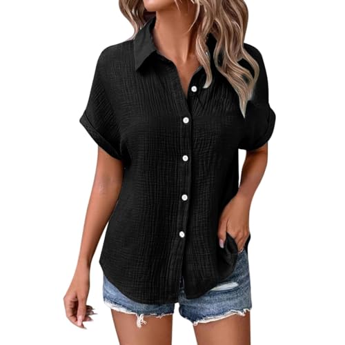 Musselin Bluse Damen,Leinenbluse Damen,Sommer Button-Down Leinenhemd Oberteile Oversized V Ausschnitt Leinenbluse Bluse Große Größen Leinen Kleidung Musselin Hemd Solide Top Musselin Bluse Damen,Leinenbluse Damen,Sommer Button-Down Leinenhemd Oberteile Oversized V Ausschnitt Leinenbluse Bluse Große Größen Leinen Kleidung Musselin Hemd Solide Top von Generic