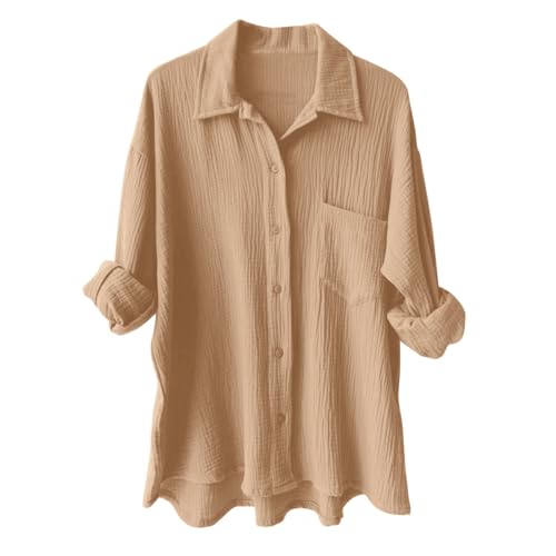 Musselin Bluse Damen Oversized Lang - Longbluse Damen Hemd Hemdbluse Langarm Sommer Baumwolle Lässig Oberteil Hemd Shirt Große Größen Leinenbluse Tunika Tops Musselinbluse Langarmshirt Musselin Bluse Damen Oversized Lang - Longbluse Damen Hemd Hemdbluse Langarm Sommer Baumwolle Lässig Oberteil Hemd Shirt Große Größen Leinenbluse Tunika Tops Musselinbluse Langarmshirt von Generic
