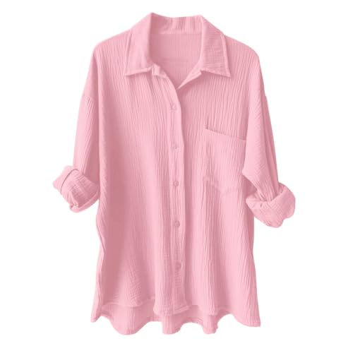 Musselin Bluse Damen Oversized Lang - Longbluse Damen Hemd Hemdbluse Langarm Sommer Baumwolle Lässig Oberteil Hemd Shirt Große Größen Leinenbluse Tunika Tops Musselinbluse Langarmshirt Musselin Bluse Damen Oversized Lang - Longbluse Damen Hemd Hemdbluse Langarm Sommer Baumwolle Lässig Oberteil Hemd Shirt Große Größen Leinenbluse Tunika Tops Musselinbluse Langarmshirt von Generic