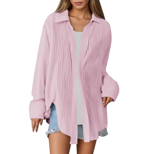 Musselin Bluse Damen Oversized Lang - Longbluse Damen Hemd Hemdbluse Langarm Sommer Baumwolle Lässig Oberteil Hemd Shirt Große Größen Leinenbluse Tunika Tops Musselinbluse Langarmshirt Musselin Bluse Damen Oversized Lang - Longbluse Damen Hemd Hemdbluse Langarm Sommer Baumwolle Lässig Oberteil Hemd Shirt Große Größen Leinenbluse Tunika Tops Musselinbluse Langarmshirt von Generic