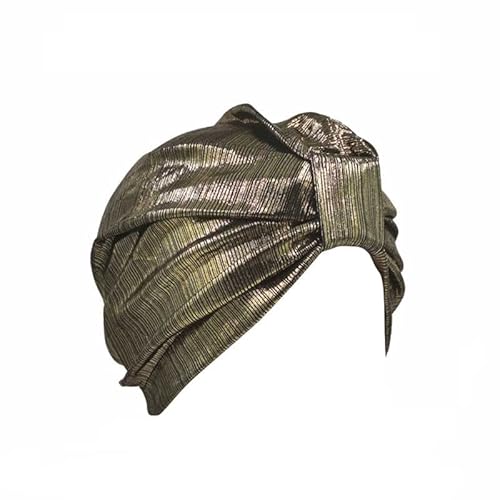 Musselin Halstuch Damen Schwarzes Tuch Schal -Hut-Kappe ethnische böhmische Blumen-Haar-Abdeckungs-Verpackungs-Turban-Kopfbedeckung-Turban-Kappe Loop Tuch Damen Schals FüR Jugendliche (Gold, One Size) von Generic