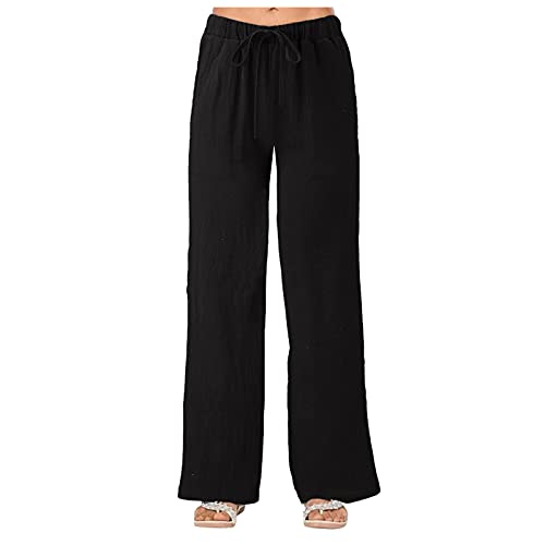 Musselin Hose Hochwertige Sommerhose für Damen Frauen Mädchen Freizeithose Culottes - Strandhose locker luftig perfekt für Frühling Sommer Bequeme Lang Stoffhose von Generic