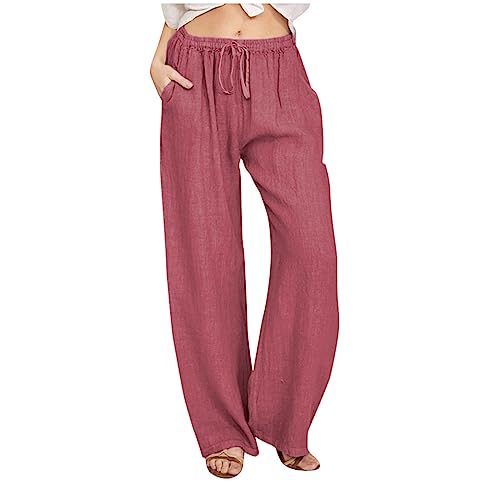 Musselin Hose Hochwertige Sommerhose für Damen Frauen Mädchen Freizeithose Culottes - Strandhose locker luftig perfekt für Frühling Sommer Bequeme Lang Stoffhose von Generic