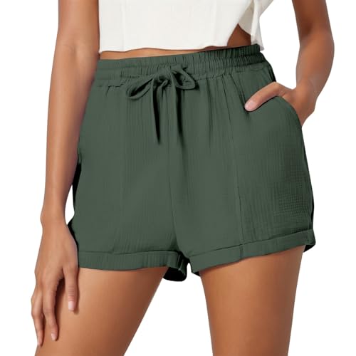 Musselin Shorts Damen Sommer, Kurze Hose Damen Sommer High Waist Damenshorts Stretch Sommerhose Kurz Freizei Strandshorts Einfarbig Stoffhose Beach Short mit Taschen und Kordelzug Musselin Shorts Damen Sommer, Kurze Hose Damen Sommer High Waist Damenshorts Stretch Sommerhose Kurz Freizei Strandshorts Einfarbig Stoffhose Beach Short mit Taschen und Kordelzug von Generic