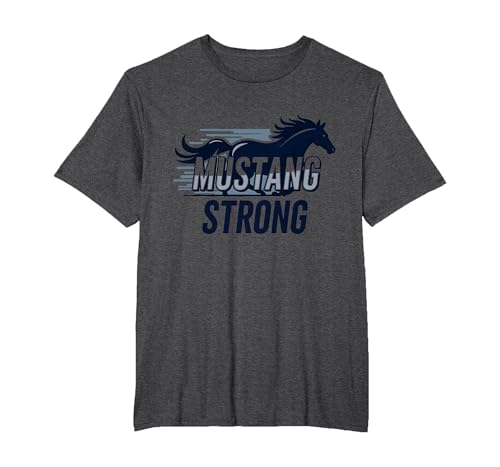 Mustang Strong School Spirit Powerful Hengst Pride T-Shirt, Herren Große Größen, Anthrazit Meliert, 2X Tall von Generic