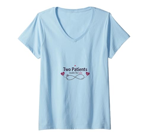 Mutter Baby Krankenschwester: Zwei Patienten verdoppeln den Liebesherzschlag T-Shirt mit V-Ausschnitt, Damen, Himmelblau, L von Generic