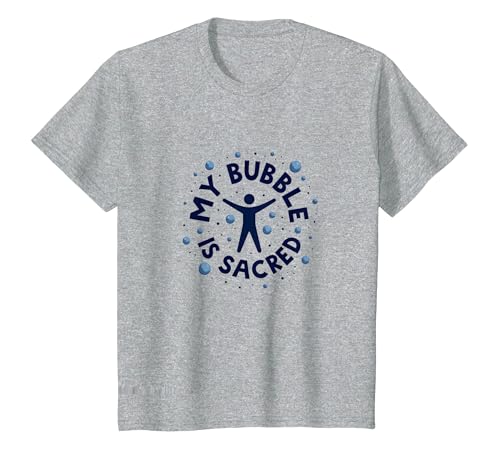 My Bubble is Sacred Not Friendly Do Not Touch Introvertiert T-Shirt, Kinder, Grau Meliert, 116 von Generic