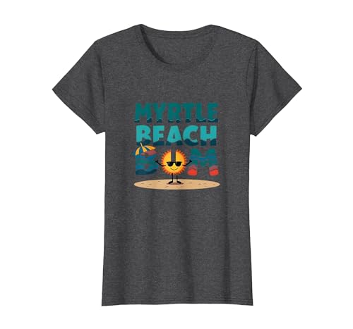 Myrtle Beach Bum Vacation Sun Fun Beach Lover Geschenk T-Shirt, Damen, Anthrazit Meliert, 3XL von Generic