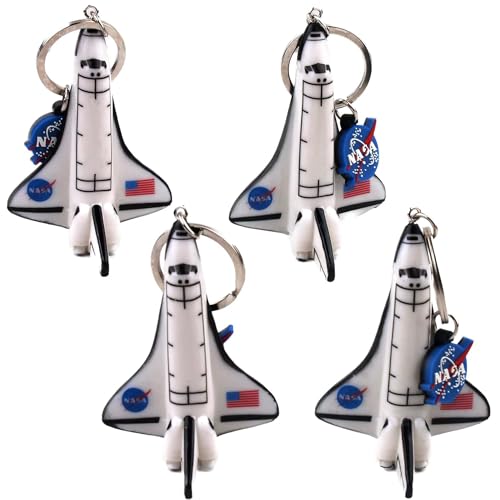 NASA Space Shuttle Schlüsselanhänger, 3D handbemalt, langlebig, weiches PVC, Reißverschluss-Dekor für Rucksack oder Handtasche, Geschenk für Weltraumliebhaber und Enthusiasten, 4 Packungen, Weiß und NASA Space Shuttle Schlüsselanhänger, 3D handbemalt, langlebig, weiches PVC, Reißverschluss-Dekor für Rucksack oder Handtasche, Geschenk für Weltraumliebhaber und Enthusiasten, 4 Packungen, Weiß und von Generic