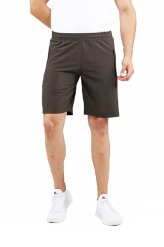 NEEDLIFE Men's Sport Shorts mit Kordelzug und Reißverschluss-Taschen zum Laufen (as3, Alpha, s, Regular, Regular, Khaki) von Generic