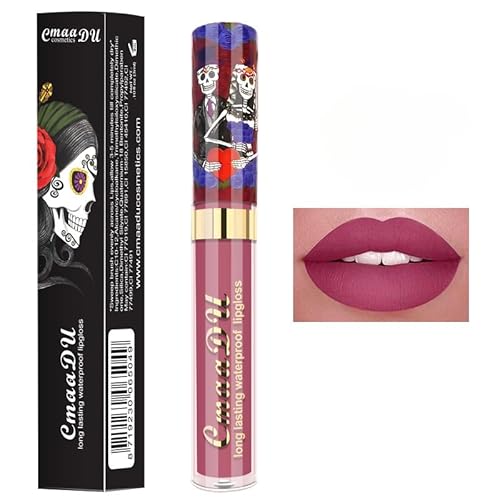 NIE PAN CHONG SHENG 6 Farben Lip Glaze Diamond Matte Metal Perlglanz Totenkopf Single Lip Gloss Lippenstift (04) von Generic