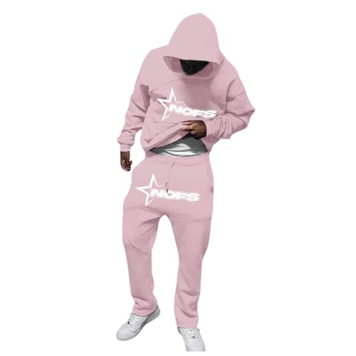 NOFS Jogginganzug Herren Tracksuit Y2K Baumwoll Jogginganzug Herren 2 Piece Sweatshirt Sporthose Hoodie Y2K + Nofs Hose Männer Sportanzug Tracksuit Streatwear Trainingsanzüge 2024 von Generic