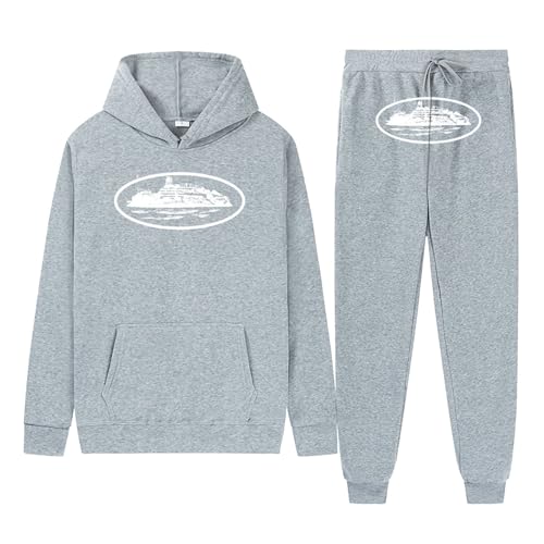 NOFS Jogginganzug Streetwear Buchstaben Drucklose Hoodies und Jogginghosen Tracksuit für Herren Y2K Männer Hip Hop Hose Trainingsanzüge Pullover Lässig Oberteile und Sporthosen von Generic