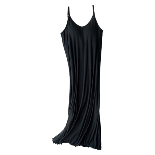 Nachthemden Damen Baumwolle Nachtkleid mit Integriertem BH Ärmelloses Einstellbare Träger Damen Unterkleid Freizeitkleid Nightwear Spaghettiträger Nachtkleid Sleepwear Sommer Pyjama von Generic