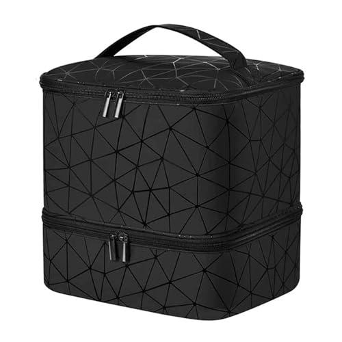 Nagellack-Organizer Nail Polish Tasche Nagellackbox 2-lagiges Design zur Aufbewahrung von Nagellack, fasst 30 Flaschen, sc schwarz, 24.5*21*26cm, Uni von Generic