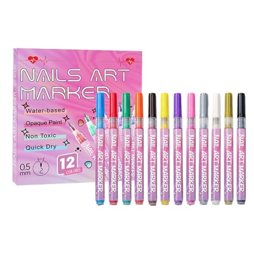 Nagellack Stift Set Mehrfarbig, Nagelkunststift DIY Linie Nagelkunst Graffiti, Stifte Nagelpunkt Graffiti Punktierstift Zeichen- und Malpinsel für Zuhause Salon Schnelle Halloween, Weihnachten (A) von Generic