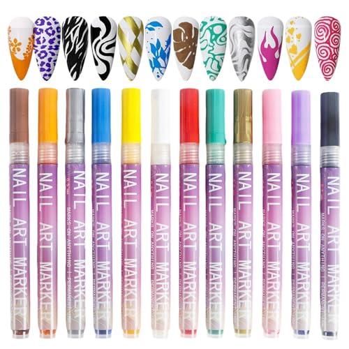 Nagelmalstifte, Nagelzeichnungsstift | 12 Farben, Maniküre, Kunst, Malerei, Set Polnisch, wasserfest, Nagel-Marker aus Acryl, für Frauen, Mädchen, Profis Nagelmalstifte, Nagelzeichnungsstift | 12 Farben, Maniküre, Kunst, Malerei, Set Polnisch, wasserfest, Nagel-Marker aus Acryl, für Frauen, Mädchen, Profis von Generic