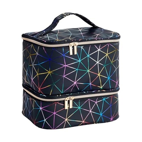 Nagelset Organizer, zweilagige Nagellack-Organisationstasche 30 Flaschen Nagellackaufbewahrungstasche Kosmetiktasche Reisetasche | Groß, schwarz farbig, Refer to description, Für beide von Generic