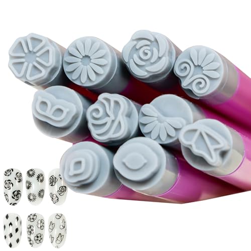Nagelstempel Stift, Nageldesign-Stempel | Flores Furflies Nageldruck-Set 10 Muster | Nageldruckwerkzeug, Nagelstift, Designwerkzeuge uñ von Generic