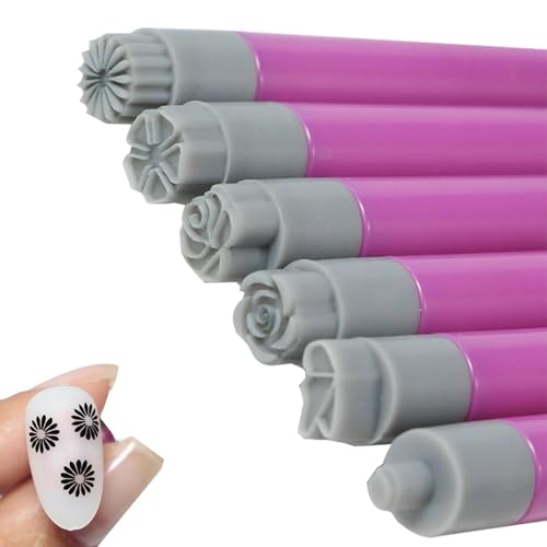 Nagelstempelstift Nail - Pen Nagelstempelstift | Nagelkunst-Stempel-Stift-Set | Nagelkunst-Dotting-Tools | 6x Nagelstempelstift | Nageldesign-Dotting-Tools Mit Verschiedenen Mustern | Nag von Generic