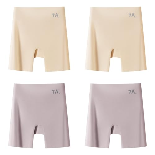 Nahtlose Unterwäsche aus Eisseide mit mittlerer Taille, 3-in-1-Shorts für Anheben des Bauches und Anheben der Hüfte(4pcs-2,XL) von Generic