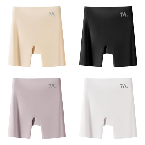Nahtlose Unterwäsche aus Eisseide mit mittlerer Taille, 3-in-1-Shorts für Anheben des Bauches und Anheben der Hüfte(4pcs-4,XL) von Generic