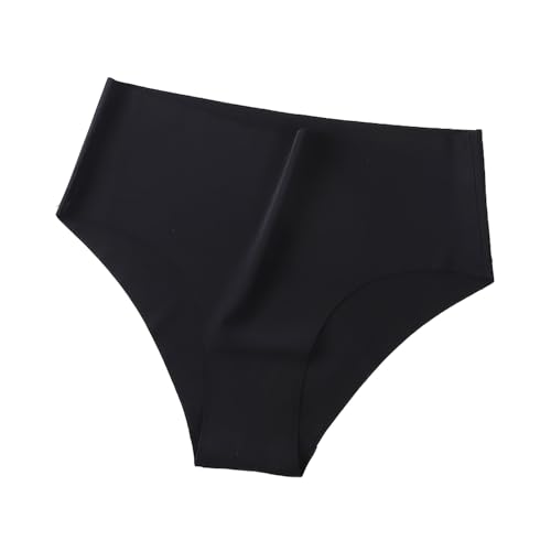 Nahtlose Unterwäsche für Damen, hohe Taille, unsichtbarer Stretch-Bikini, seidig weicher Slip Damen Unterwäsche Baumwolle String Hosen Unterrock (Black, M) von Generic