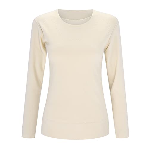 Nahtloses Thermo-Unterwäsche-Oberteil für Damen Herbst-Winter-Langarm-Oberteil Heizung Bodenbildung Taillen- und Bauchschutz-Oberteil es Top (Beige, XXL) von Generic