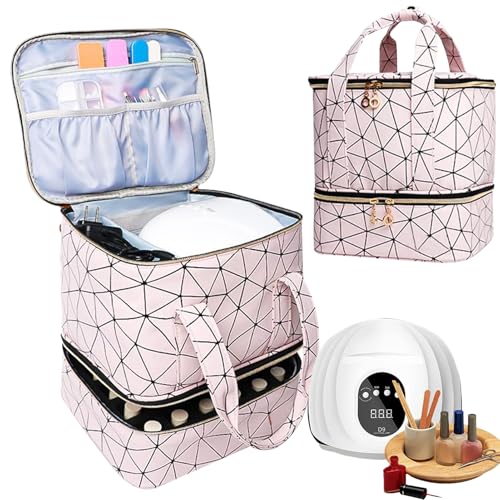 Nail Polish Organizer Bag - Nails Art Carrying Box, Varnish Storage Case, Manicure Supply Organizer, Professional Travel Storage Bag | Portable Double Layer Holds 30 Bottles for Nails von Generic