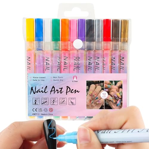 Nail Polish Sets für Frauen, Gel Nagellack Set, 12 Farben Wasserdicht Nagellack Stifte Stifte Set Home Maniküre Kit 0.5mm Nail Polish Sets für Frauen, Gel Nagellack Set, 12 Farben Wasserdicht Nagellack Stifte Stifte Set Home Maniküre Kit 0.5mm von Generic