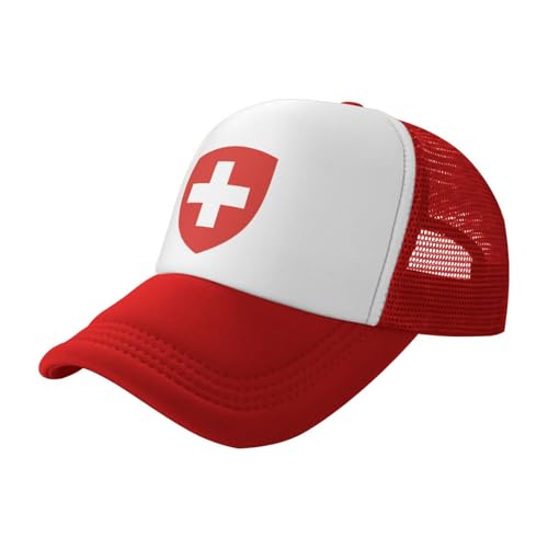 National Emblem Baseball Cap,Schweiz-National Emblem,Sun Visor Hat Peak Cap Adjustable Hat Sun UV Protection Hats Rot Outdoor Sport Hats Washed Polyester Caps von Generic