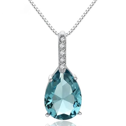 Natural Blue Topaz Anhänger 925 Sterling Silber Karat 45 cm Halskette Hochzeit Anhänger Frauen Frauen von Generic