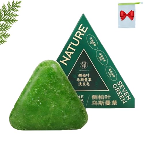 Nature Triangle Shampoo Bar, Usman Grass Shampoo Bar, Nature Seven Green Soap, Natürliche, Pflanzenbasierte, Feste Shampoobar, Beruhigendes Und Kräftigendes Haar für Frauen Und Männer(1pc) von Generic