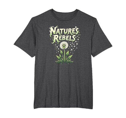 Nature's Rebels: Löwenzahn-Unkraut Botanische Kunst T-Shirt, Herren Große Größen, Anthrazit Meliert, 6X Tall von Generic