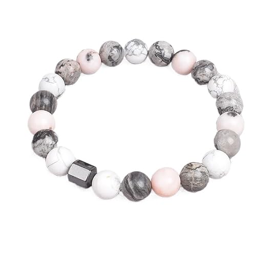 Natursteine ​​Perlen Armbänder auf der Hand Männer Schmuck Frauen Perlen Bracalet Homme Paar Mode Handarbeit(21cm,6MM BEADS_8) von Generic